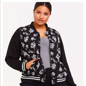 TORRID BLACK FLORAL SKULL BOMBER JACKET
